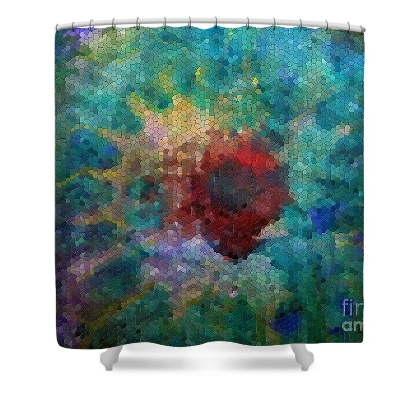 Mosaic Shower Curtain featuring the digital art What a Bee Sees by Claire Bull