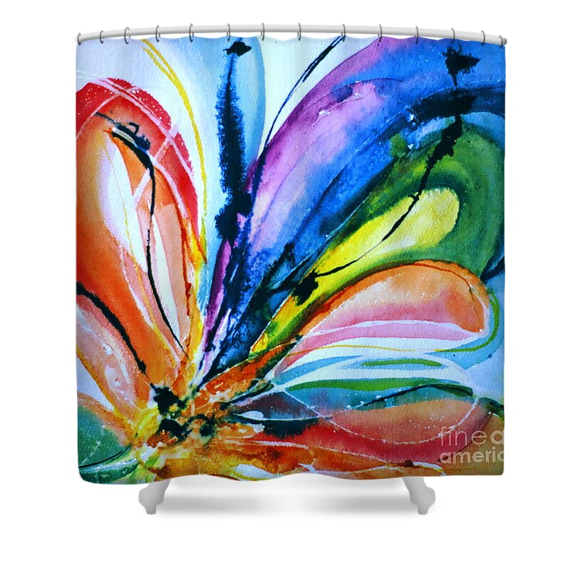 Insects Shower Curtain featuring the painting What A Fly Dreams by Rory Siegel