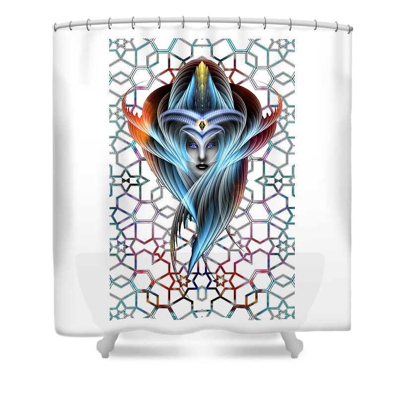 Arsencia Shower Curtain featuring the digital art What Dreams Are Made Of GeomatCLR Fractal Portrait by Rolando Burbon