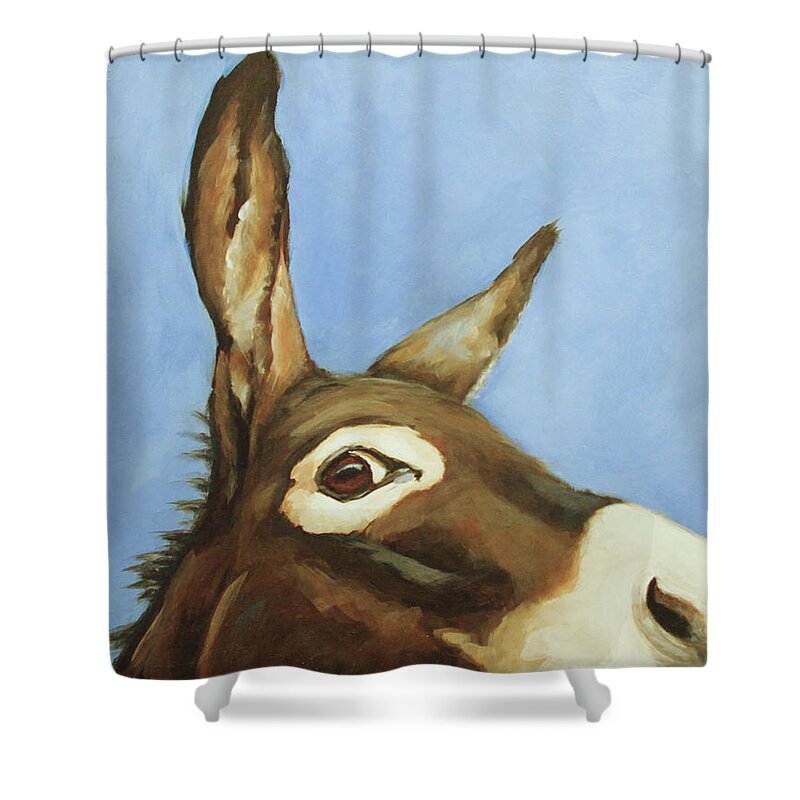 Joan Frimberger Shower Curtain featuring the painting Whatcha' Doin? by Joan Frimberger