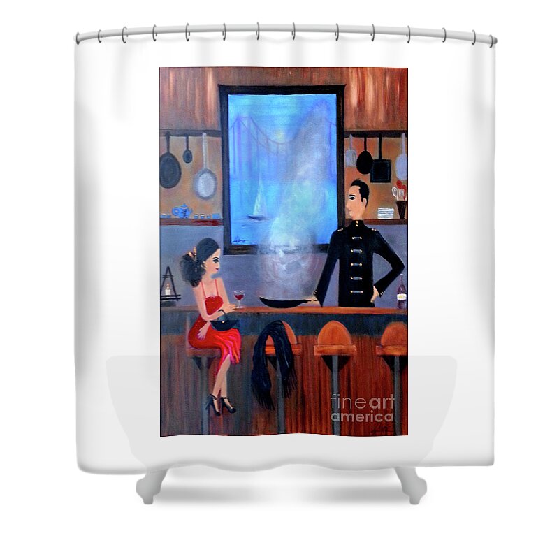 Food Shower Curtain featuring the painting What's Cookin'? by Artist Linda Marie