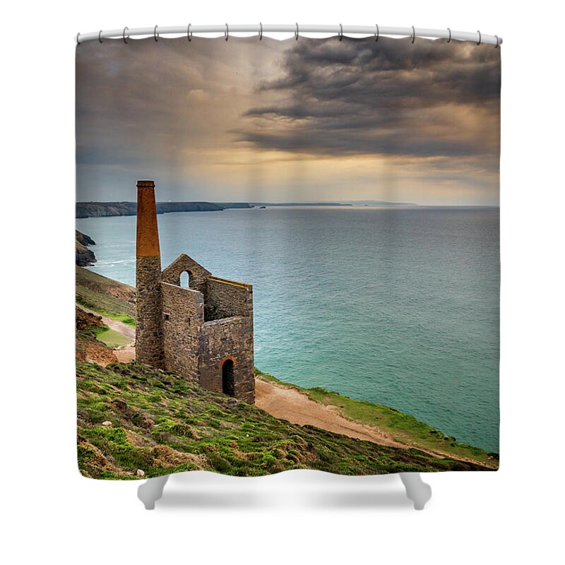 Wheal Coates Shower Curtain featuring the photograph Wheal Coates Sunset by Framing Places