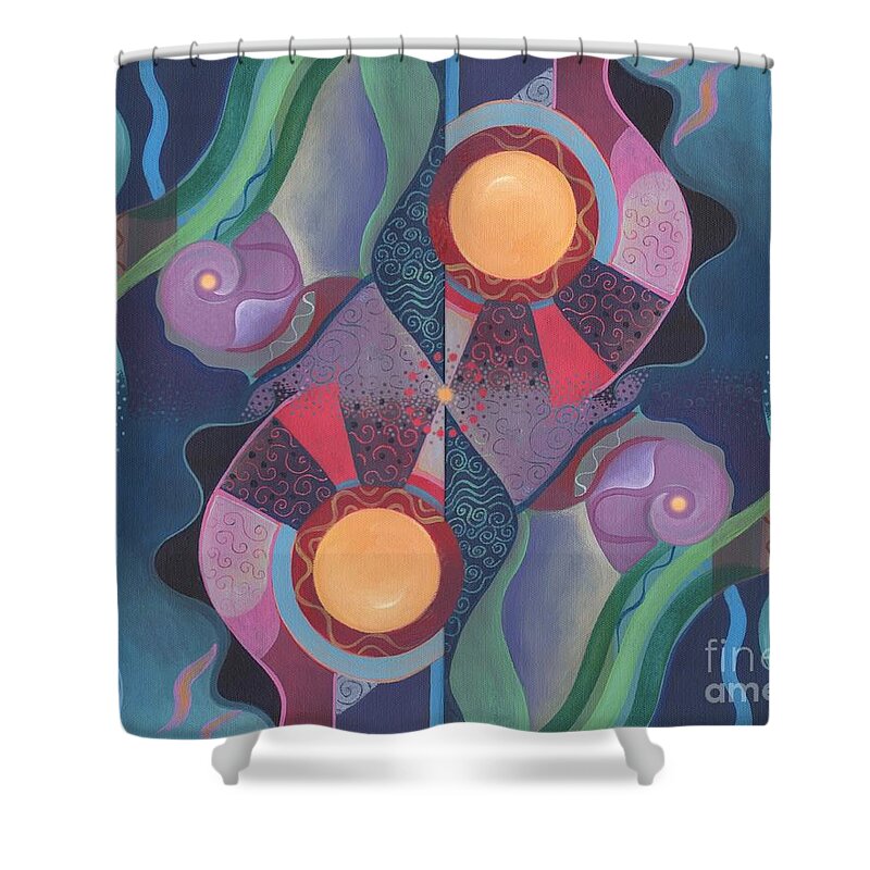 Relating Shower Curtain featuring the digital art When Deep and Flow Met by Helena Tiainen