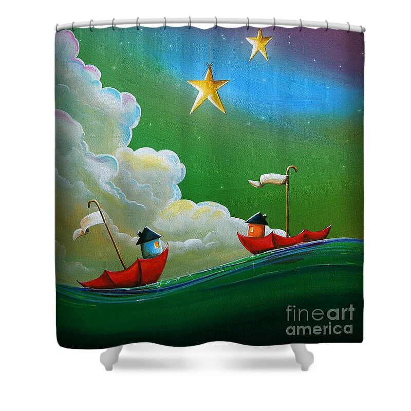 Stars Shower Curtain featuring the painting When Stars Align by Cindy Thornton