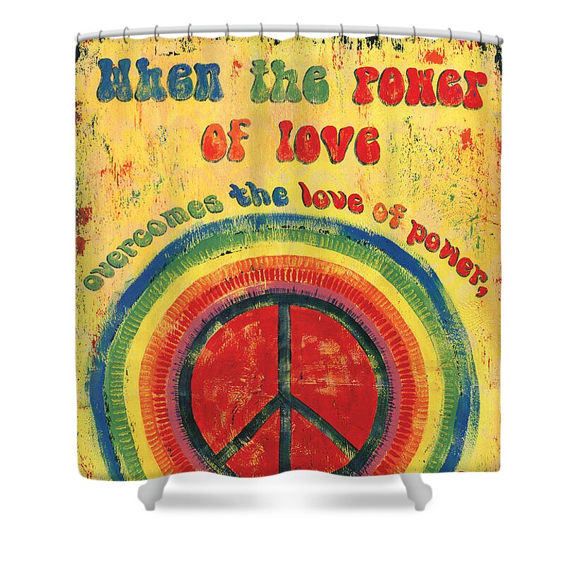 Love Shower Curtain featuring the painting When the Power of Love by Debbie DeWitt
