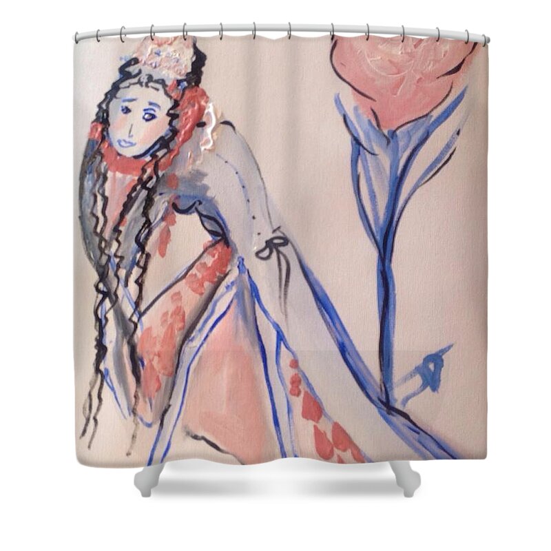 Pretend Shower Curtain featuring the painting When the pretend Queen grew tired of the pretence by Judith Desrosiers