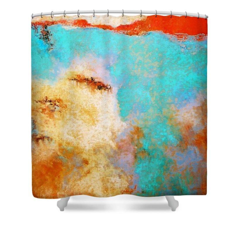 Abstract Shower Curtain featuring the painting Where Am I Two by M Diane Bonaparte