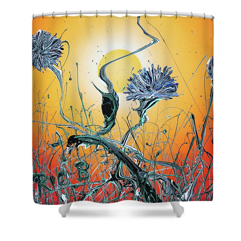 Flowers Shower Curtain featuring the painting Where the Will Stills the Whispers by Ric Bascobert