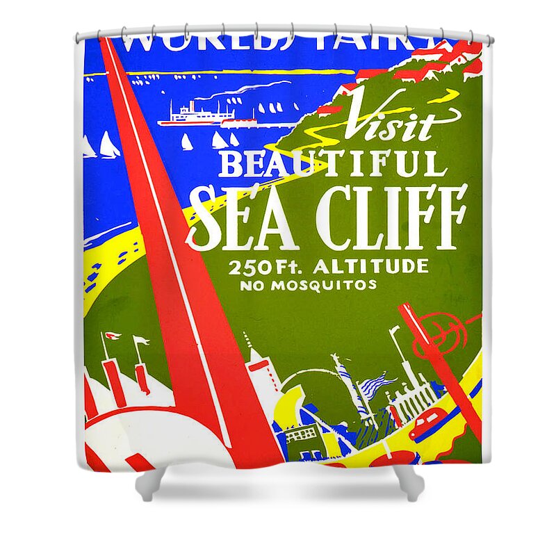 Worlds Fair Shower Curtain featuring the painting While in worlds fair, visit Sea Cliff by Long Shot
