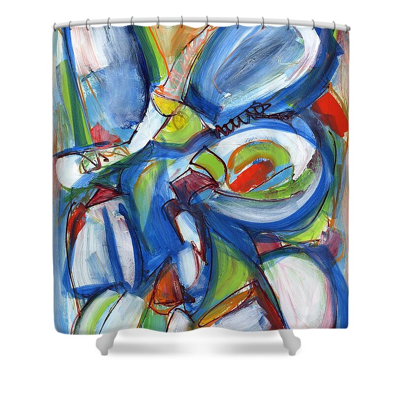 Abstract Shower Curtain featuring the painting Whim Win Situation by Lynne Taetzsch