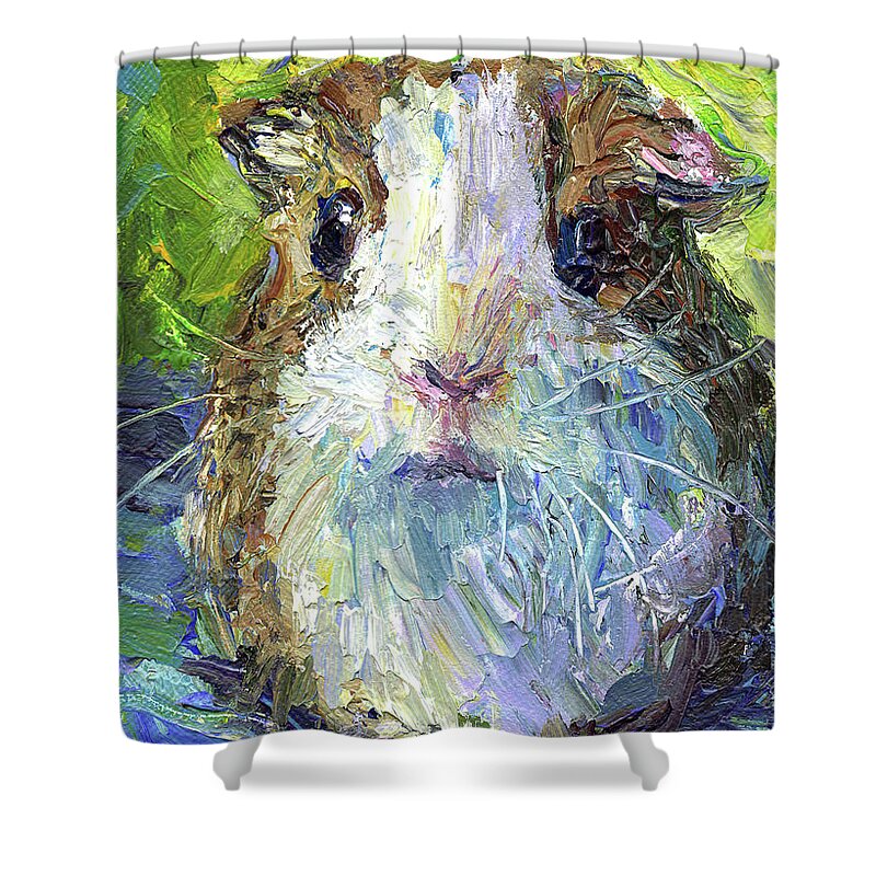 Rodent Prints Shower Curtain featuring the painting Whimsical Guinea Pig painting print by Svetlana Novikova