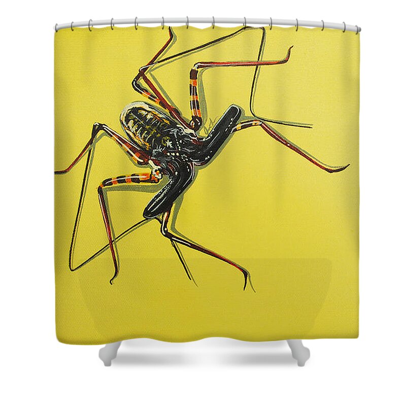 Spider Shower Curtain featuring the painting Whip Scorpion by Jude Labuszewski