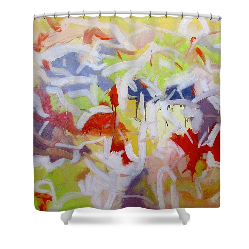 Abstract Shower Curtain featuring the painting Whispering Fields by Steven Miller