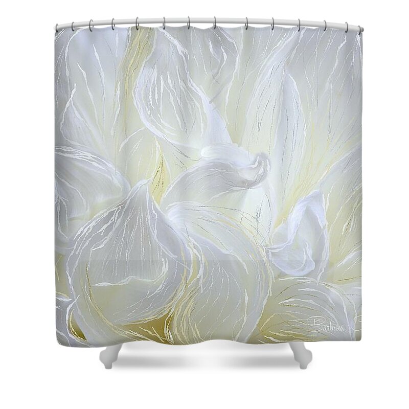 White Chrysanthemum Shower Curtain featuring the painting White Chrysanthemum by Barbara Chichester