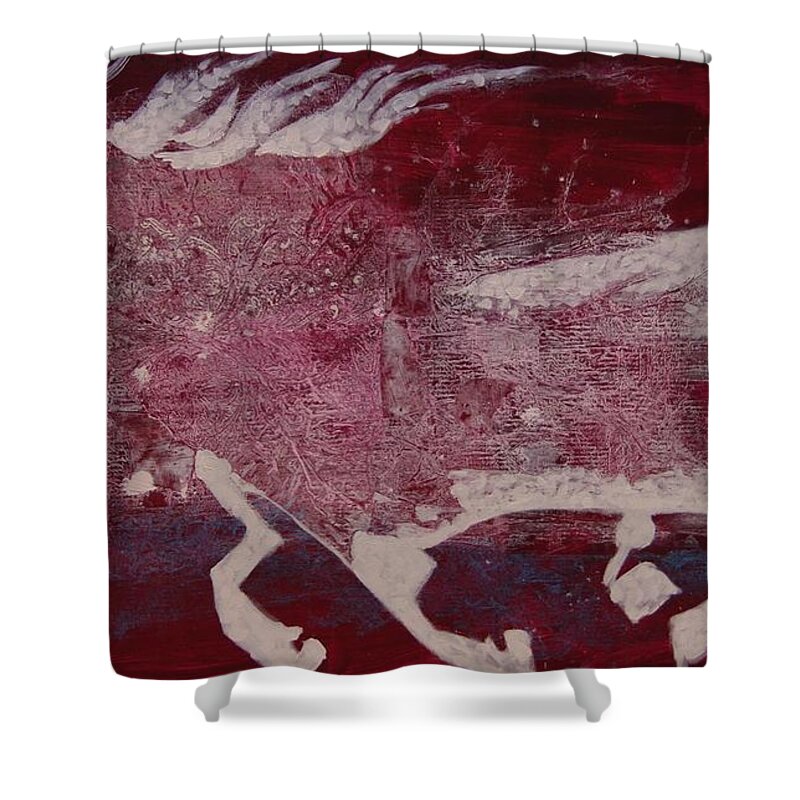 Modern Shower Curtain featuring the painting White Horse by Sima Amid Wewetzer