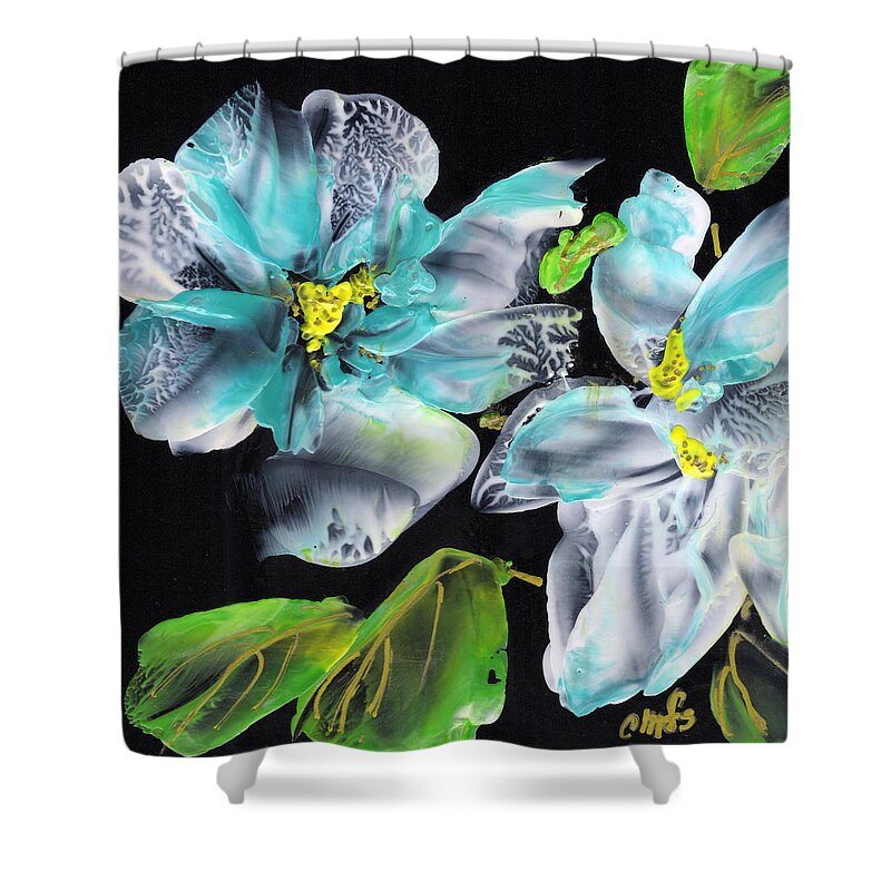 Floral Abstract Shower Curtain featuring the painting White Lace by Charlene Fuhrman-Schulz