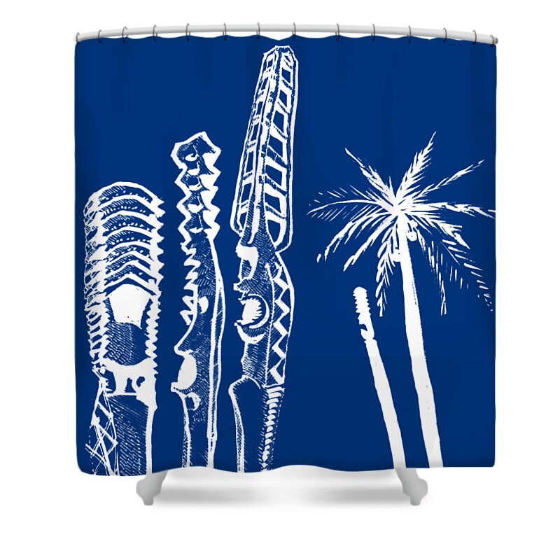  Shower Curtain featuring the drawing white lines on transparent background - detail -10.4.Islands-1-detail-b by Charlie Szoradi