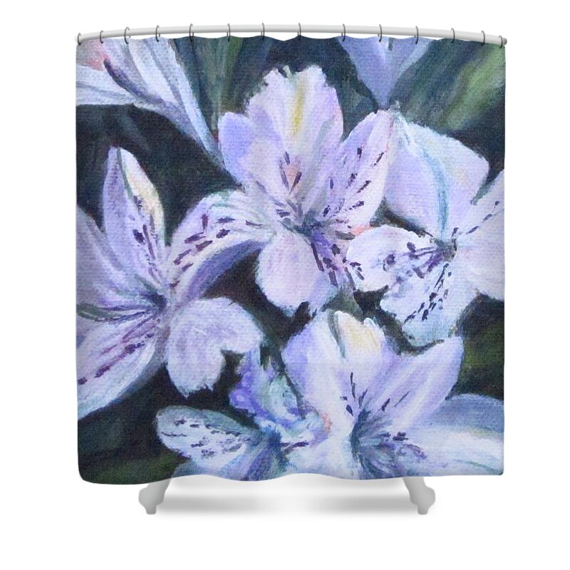 Acrylic Shower Curtain featuring the painting White Peruvian Lily by Paula Pagliughi