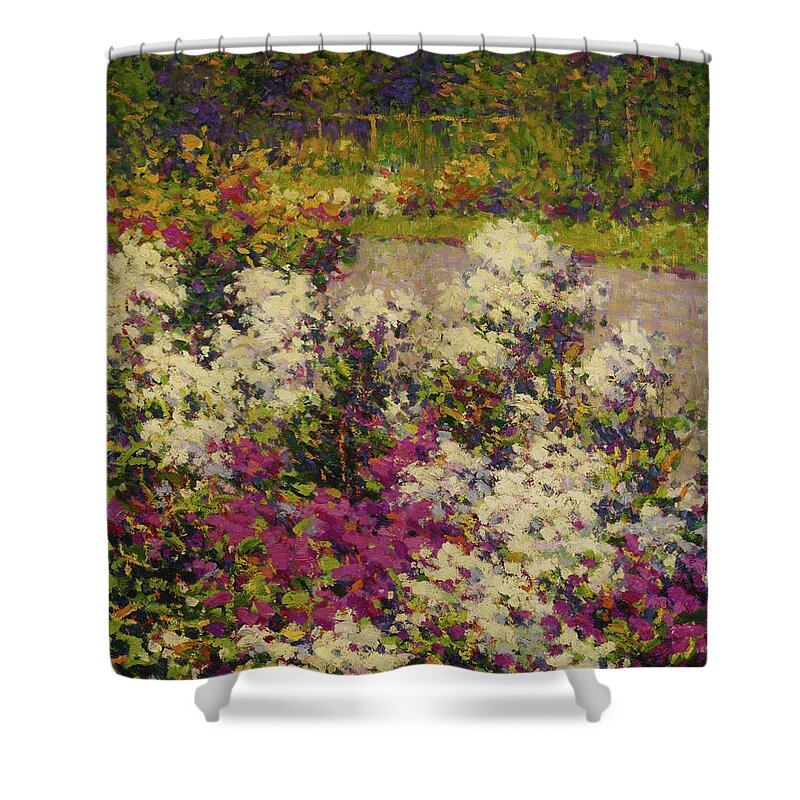 White Phlox Shower Curtain featuring the painting White Phlox Hugh Henry Breckenridge 1906 by Movie Poster Prints