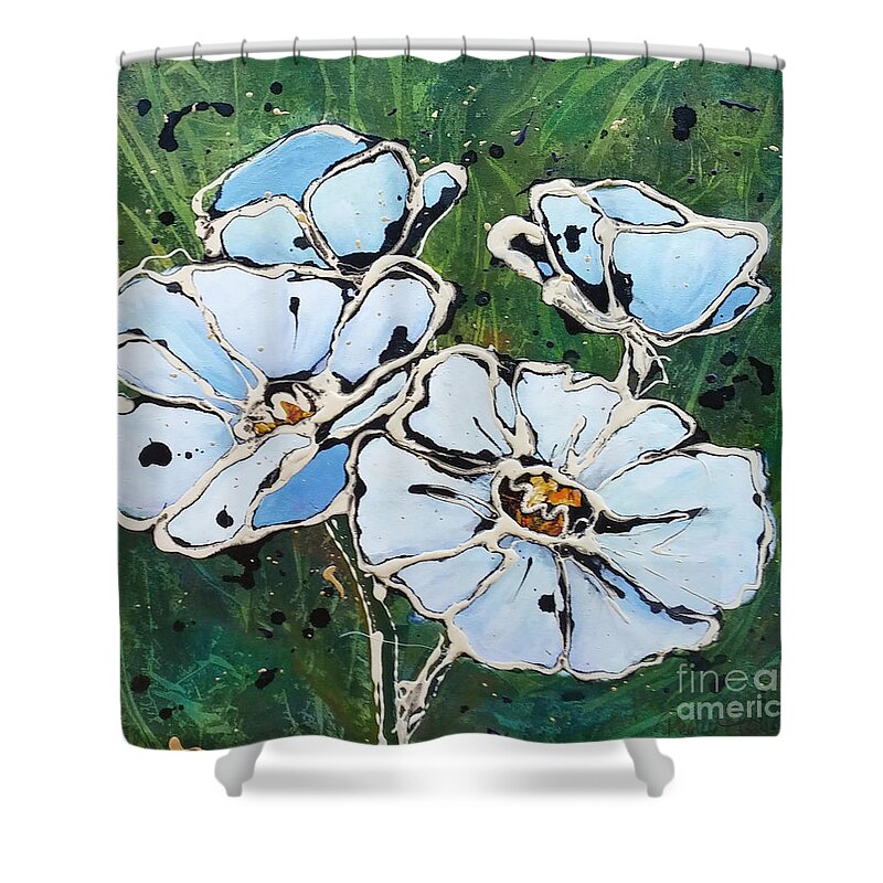 Flowers Shower Curtain featuring the painting White Poppies by Phyllis Howard