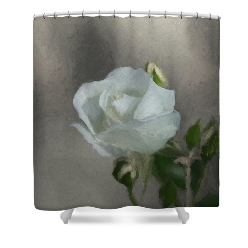White Rose Shower Curtain featuring the digital art White Rose 2 by Ernest Echols
