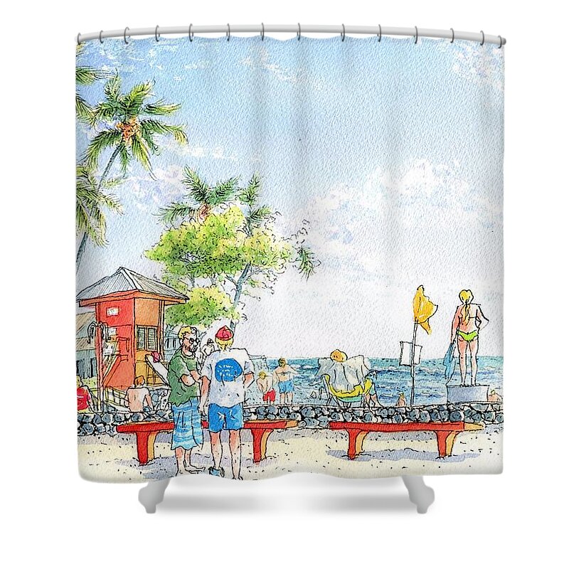  Shower Curtain featuring the photograph White sand beach,kona Hawaii. by Junko Nishimura