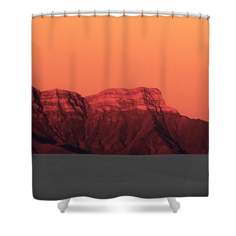 San Andres Mountains Shower Curtain featuring the photograph White Sands Dawn #1 by Cindy McIntyre