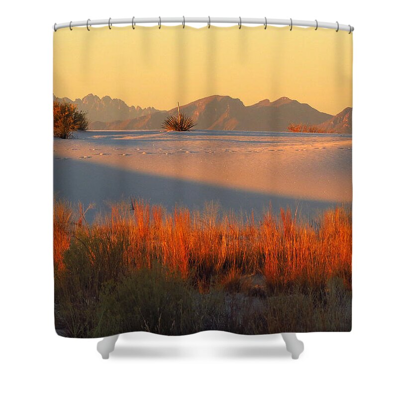 San Andres Mountains Shower Curtain featuring the photograph White Sands Dawn #28 by Cindy McIntyre