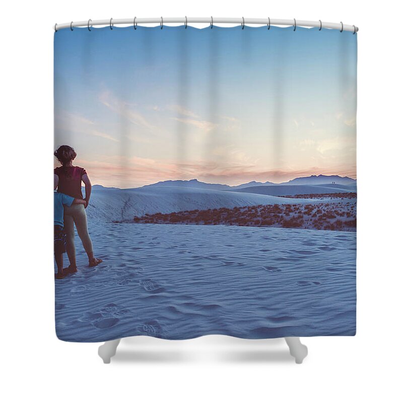 New Mexico Shower Curtain featuring the photograph White sands New Mexico at sunset 2 by Mati Krimerman