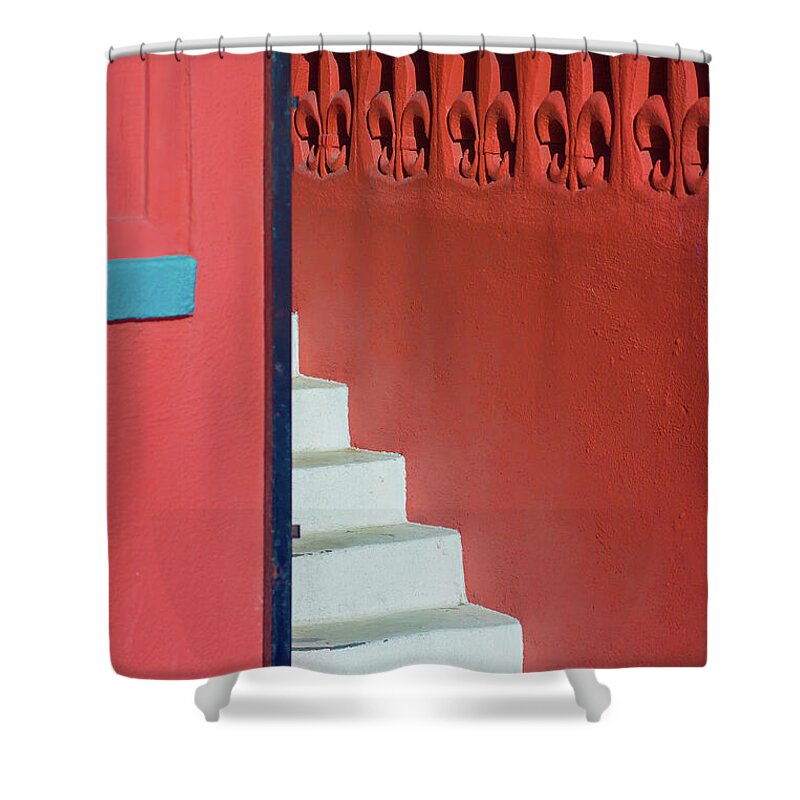 Staircase Shower Curtain featuring the photograph White Staircase Venice Beach California by David Smith