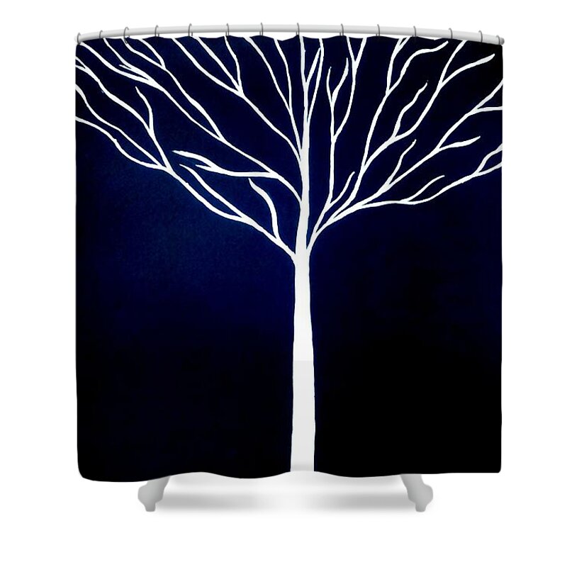 Tree Shower Curtain featuring the painting White tree by Faashie Sha