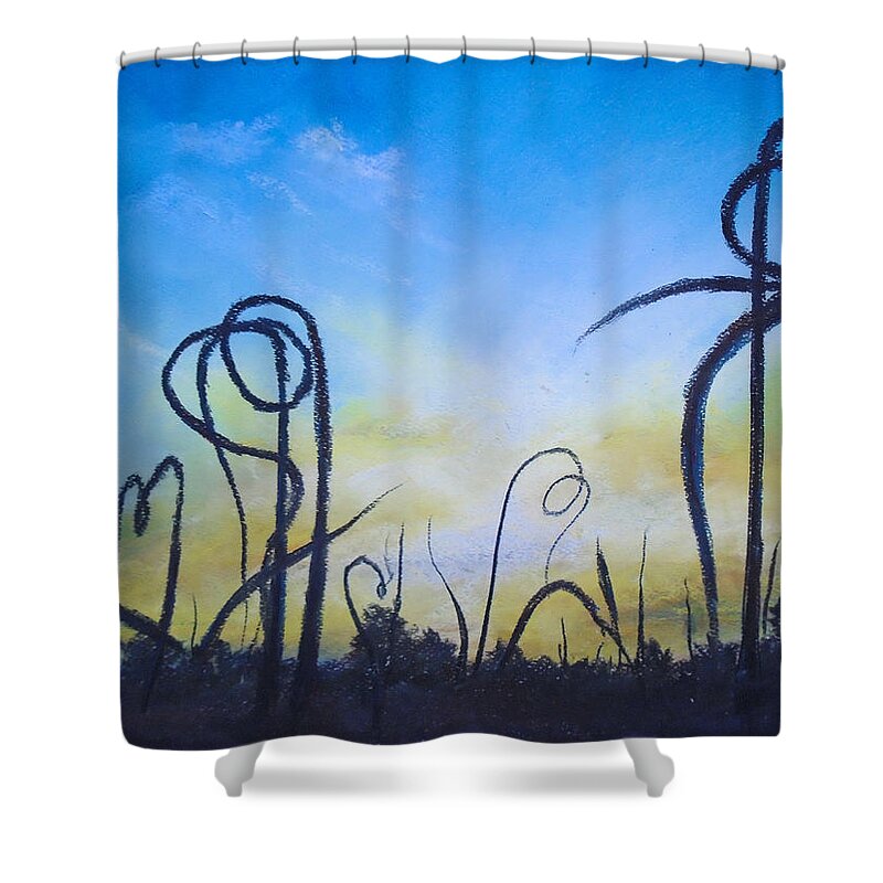 Garlic Shower Curtain featuring the drawing Wild Dreams by Jen Shearer