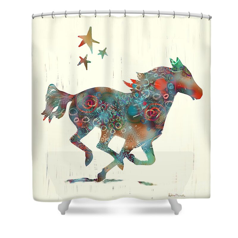 Horse Shower Curtain featuring the digital art Wild horse by Robin Wiesneth