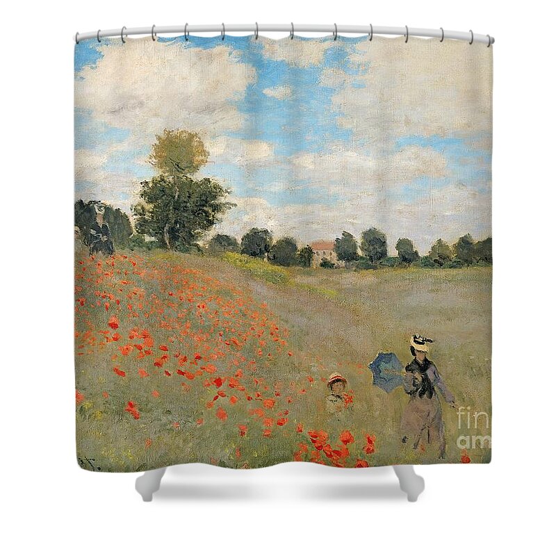 Claude Monetwild Shower Curtain featuring the painting Wild Poppies near Argenteuil by Claude Monet
