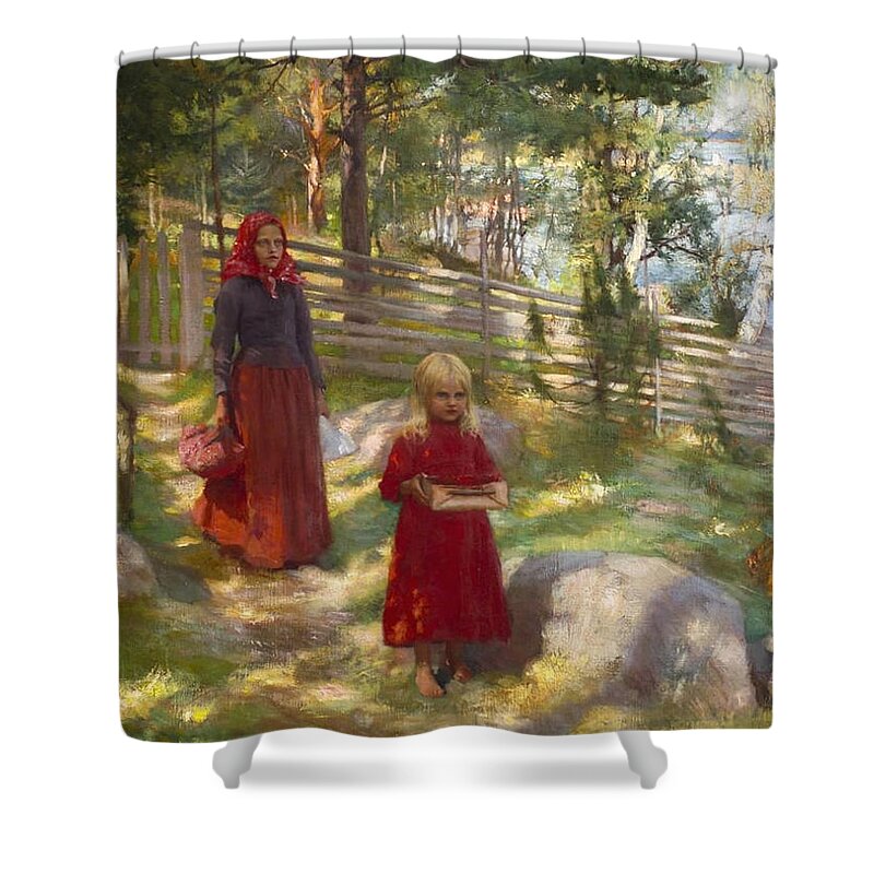 Albert Edelfelt Shower Curtain featuring the painting Wild Strawberries by MotionAge Designs