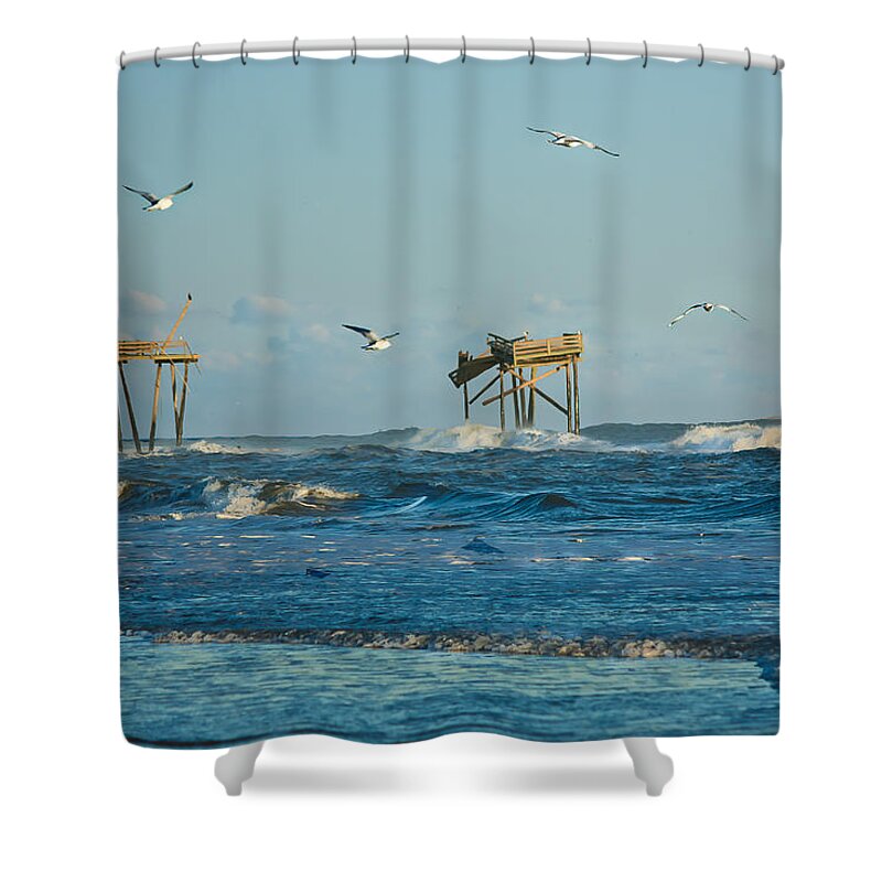 Nags Head Shower Curtain featuring the photograph Wild Waves at Nags Head by Joni Eskridge