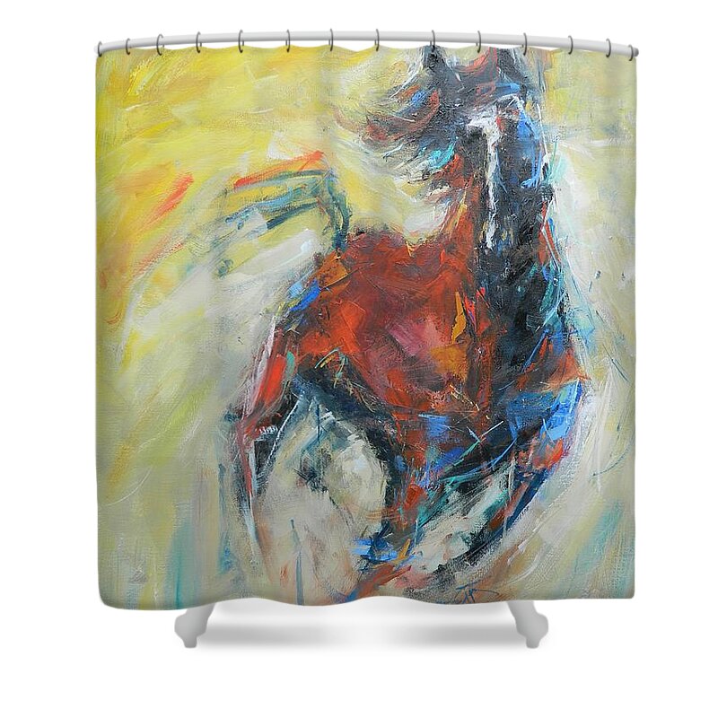 Horse Shower Curtain featuring the painting Wildfire by Dan Campbell