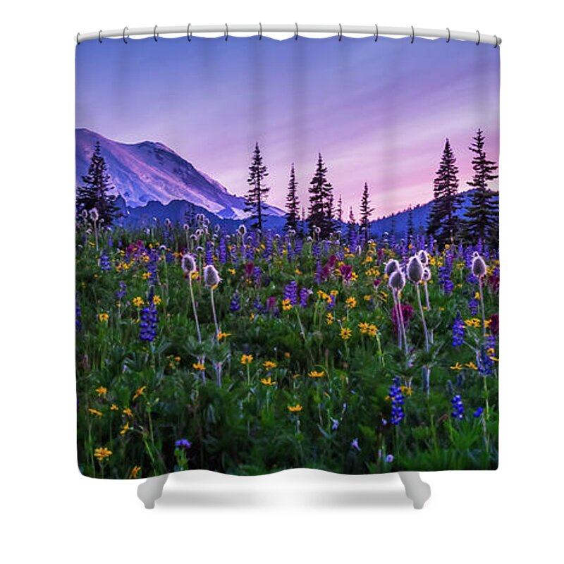 Mount Rainier Shower Curtain featuring the photograph Wildflower Explosion by Judi Kubes