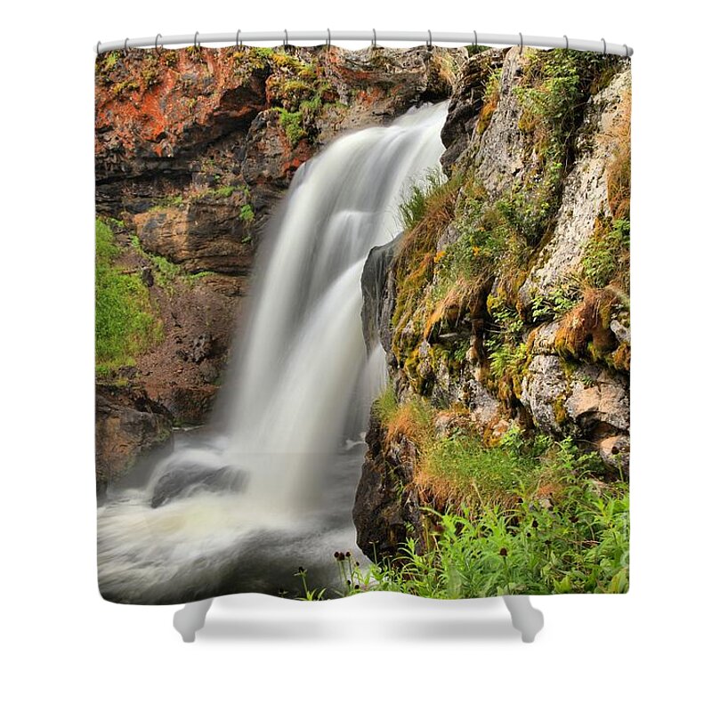 Moose Falls Shower Curtain featuring the photograph Wildflowers At Moose Falls by Adam Jewell