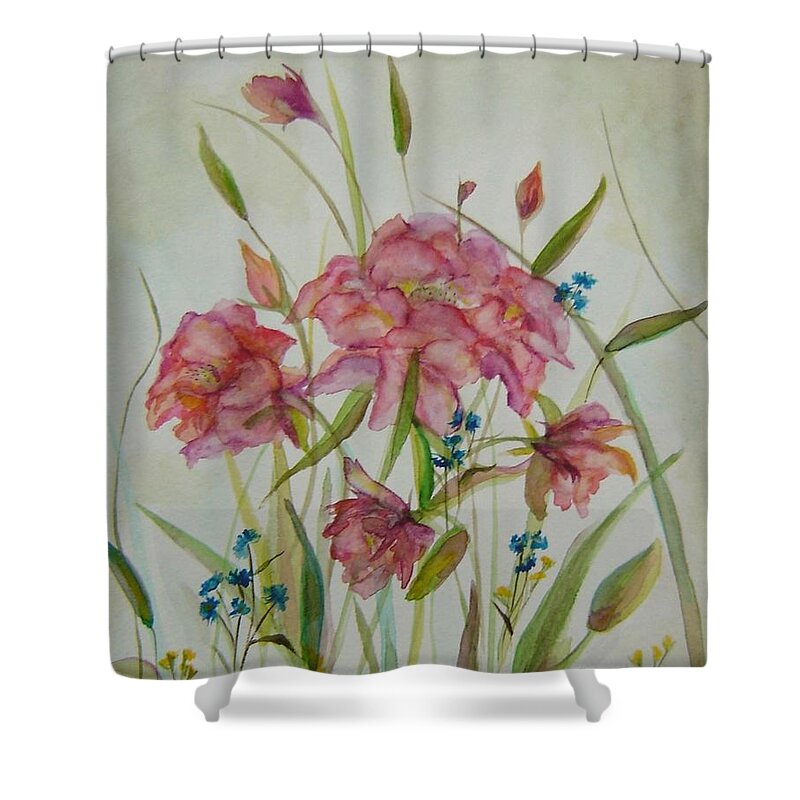 Wildflowers Shower Curtain featuring the painting Wildflowers by Judith Rhue