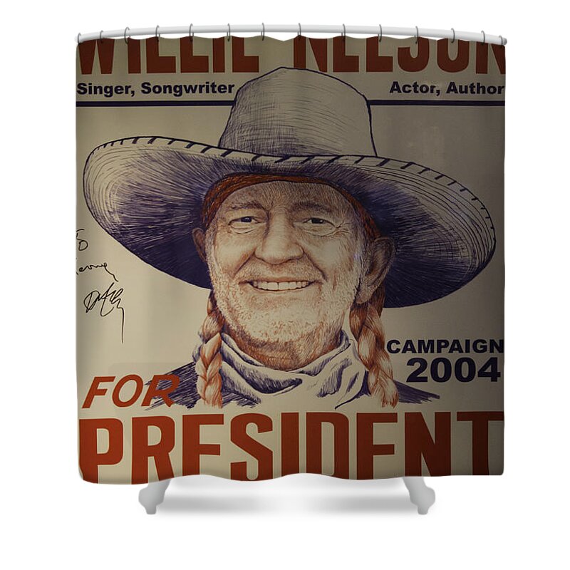 Willie Nelson Shower Curtain featuring the photograph Willie for President by Bob Hislop