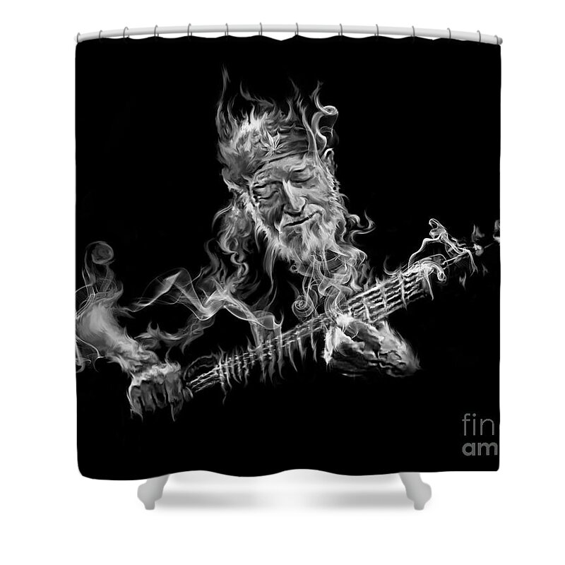 Willie Shower Curtain featuring the painting Willie - Up In Smoke by Robert Corsetti