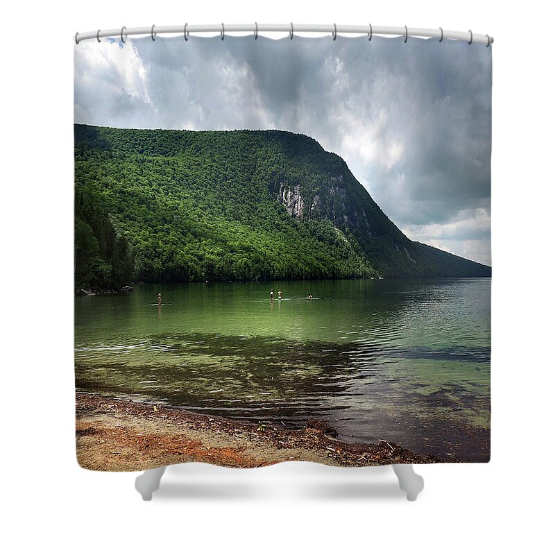 Willoughby Shower Curtain featuring the photograph Willoughby Lake in Westmore Vermont by Nancy Griswold
