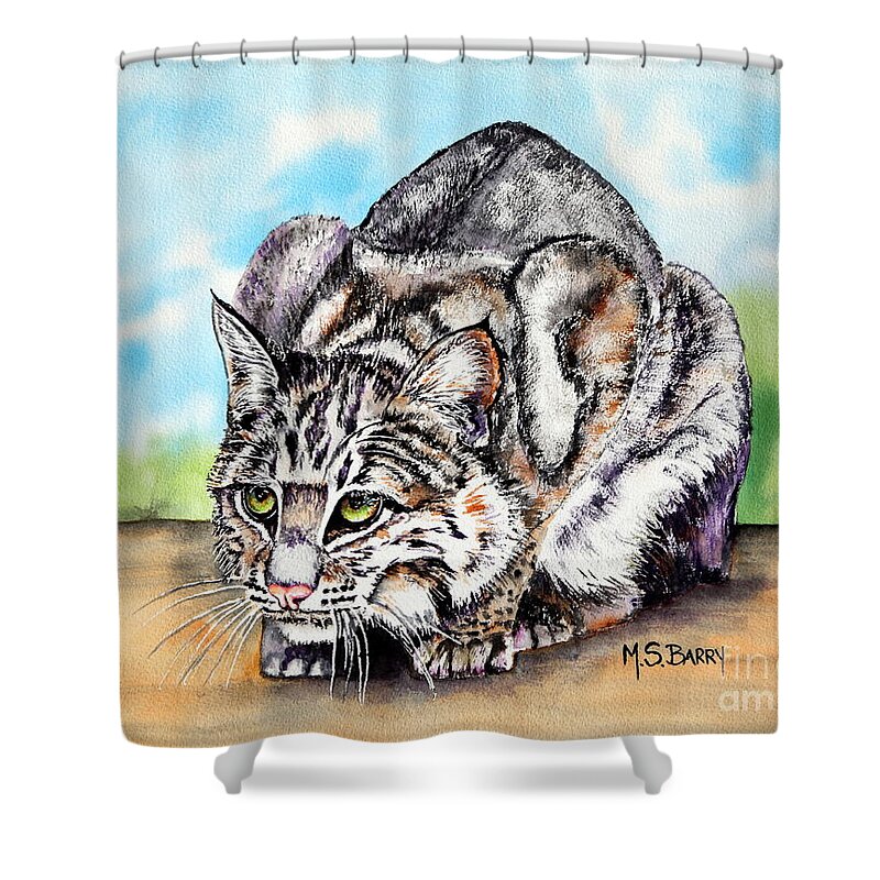 Bobcat Shower Curtain featuring the painting Willow by Maria Barry