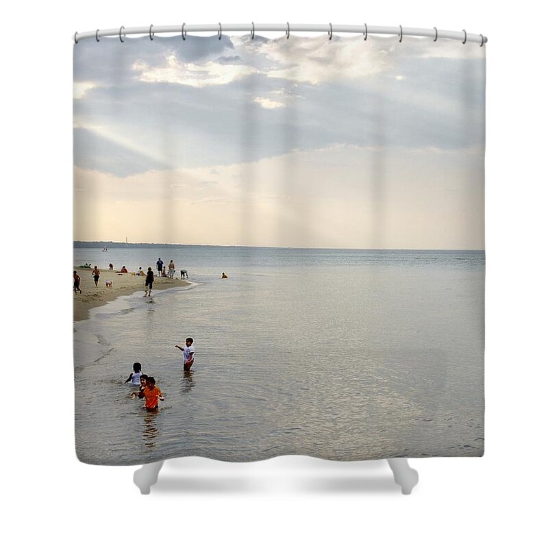 Beach Shower Curtain featuring the photograph Wilmette Beach Labor Day 2009 by John Hansen
