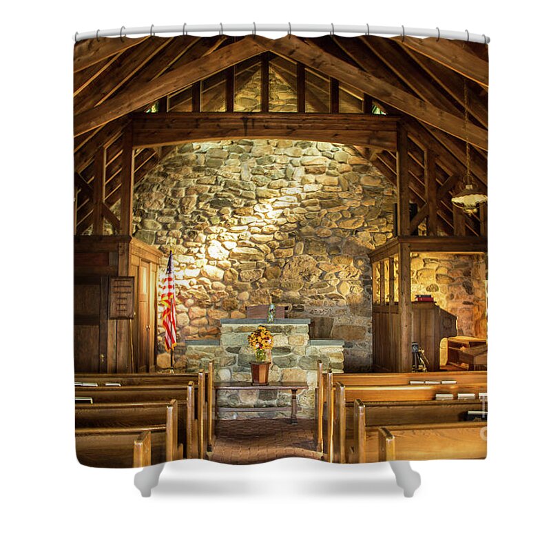 Boothbay Shower Curtain featuring the photograph Wilson Chapel at Ocean Point by Beverly Tabet