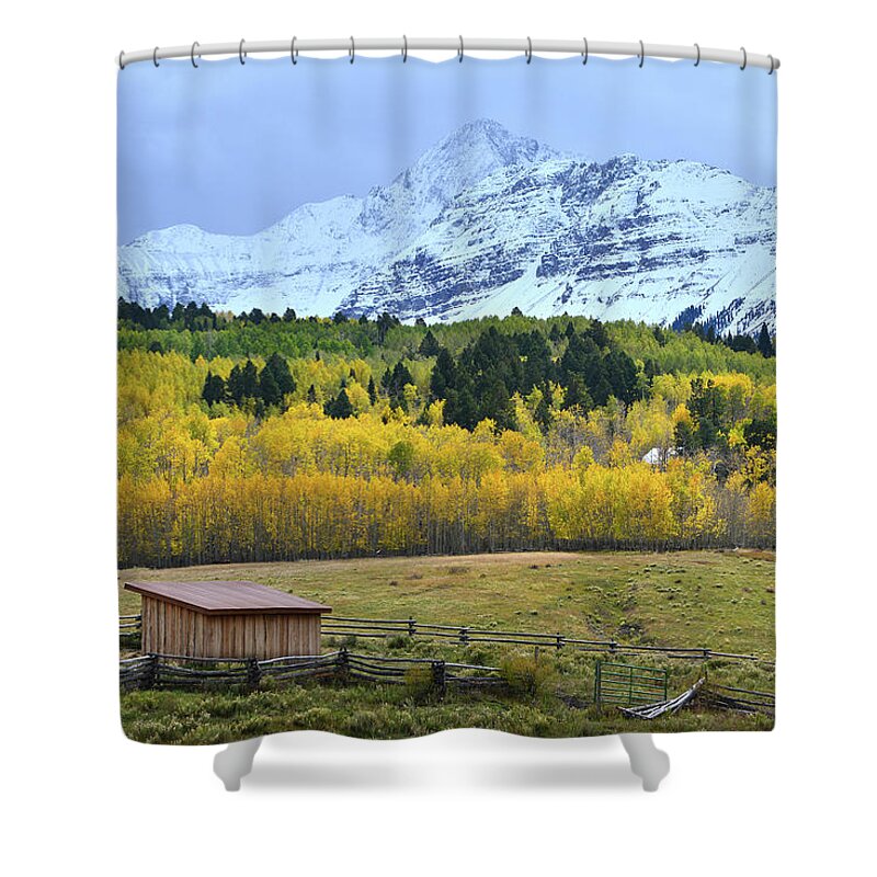 Colorado Shower Curtain featuring the photograph Wilson Mesa Ranch Fall Colors by Ray Mathis