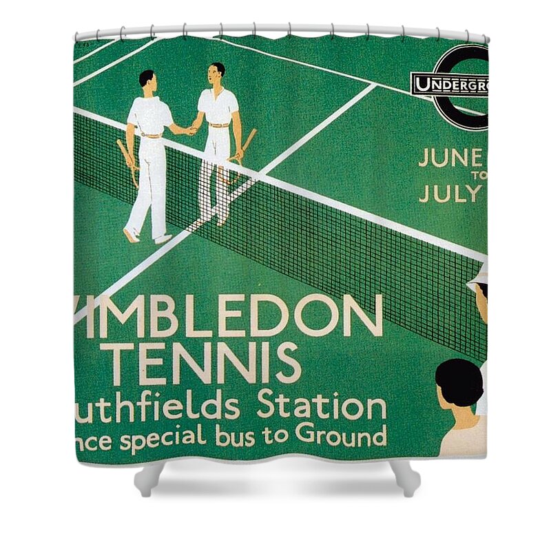 Wimbledon Shower Curtain featuring the mixed media Wimbledon Tennis Southfield Station - London Underground - Retro travel Poster - Vintage Poster by Studio Grafiikka