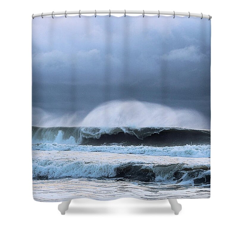 Water Shower Curtain featuring the photograph Wind Blown Waves by Robert Banach