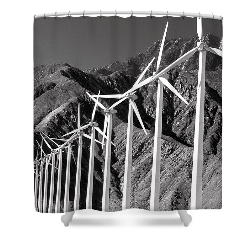 B&w Shower Curtain featuring the photograph Wind Generators by Jeff Phillippi
